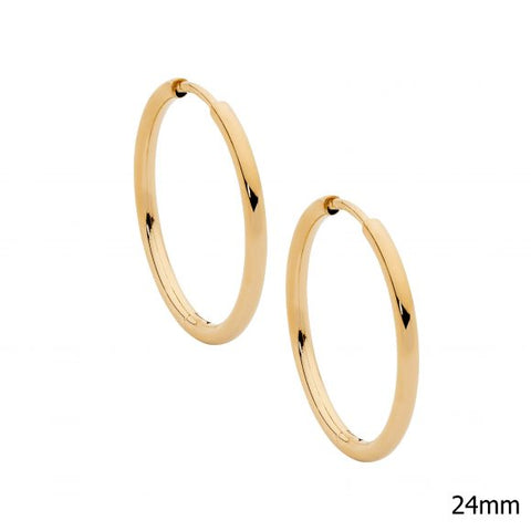 Stainless Steel 24mm Gold Plated Hoop Earrings