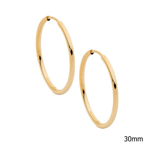 Stainless Steel Gold Plated 30mm Hoop Earrings