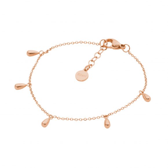 Stainless Steel Rose Gold Plated Bracelet With Hanging Tear Drops