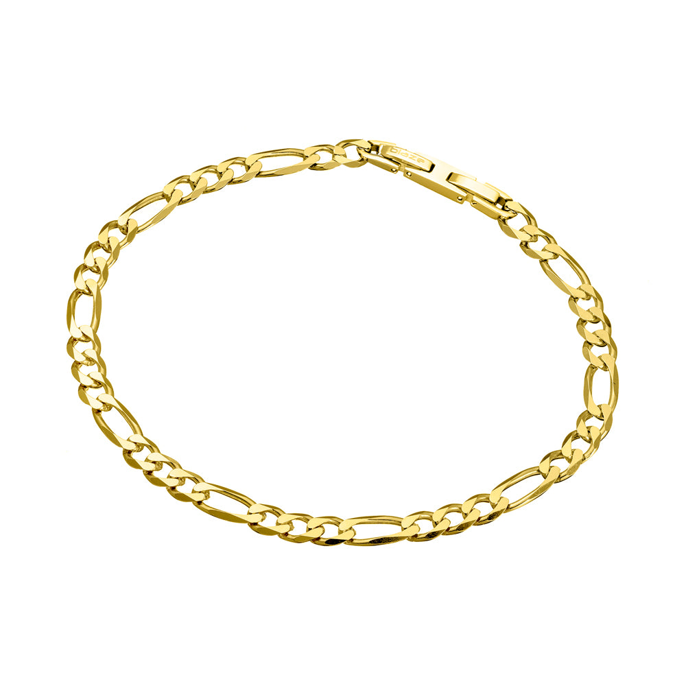 Blaze Mens Stainless Steel Gold Plated Figaro Bracelet