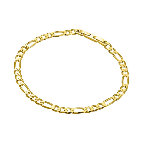 Blaze Mens Stainless Steel Gold Plated Figaro Bracelet