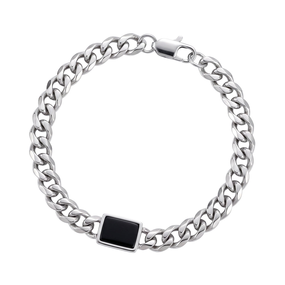 Blaze Stainless Steel Bracelet With Black Onyx