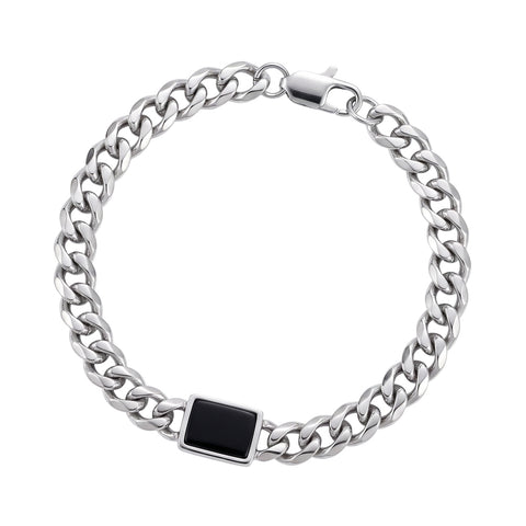 Blaze Stainless Steel Bracelet With Black Onyx