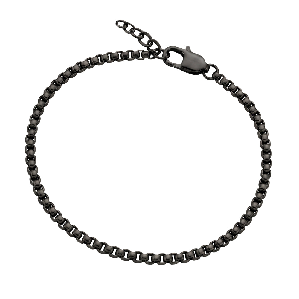 Blaze Stainless Steel Matte Black Box Chain Bracelet