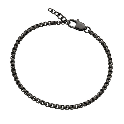 Blaze Stainless Steel Matte Black Box Chain Bracelet