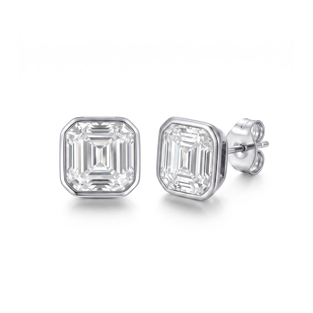 Blaze Stainless Steel White Cubic Zirconia Stud Earrings