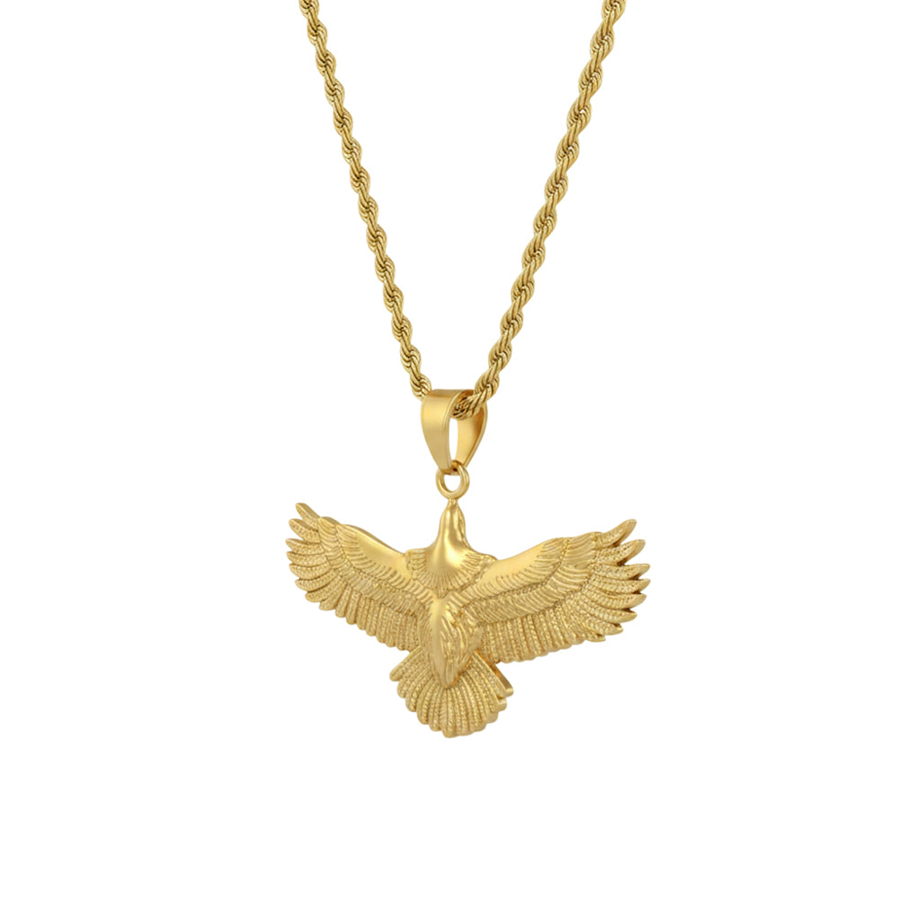 Blaze Stainless Steel Gold Plated Soaring Eagle Necklace