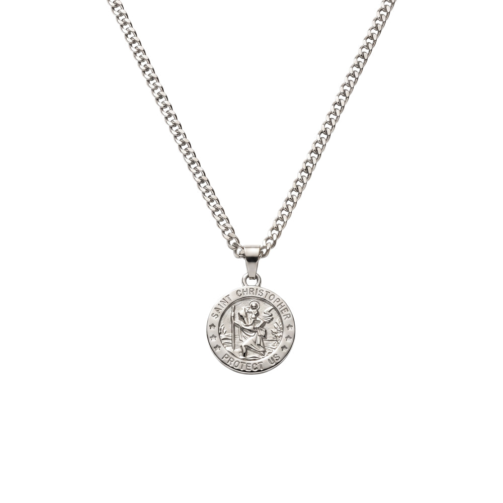 Blaze Stainless Steel St Christopher Medallion Necklace