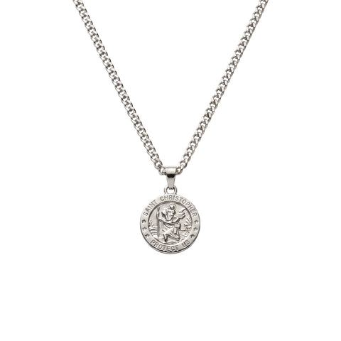 Blaze Stainless Steel St Christopher Medallion Necklace