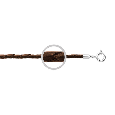 Brown Plaited Leather Necklet 55cm