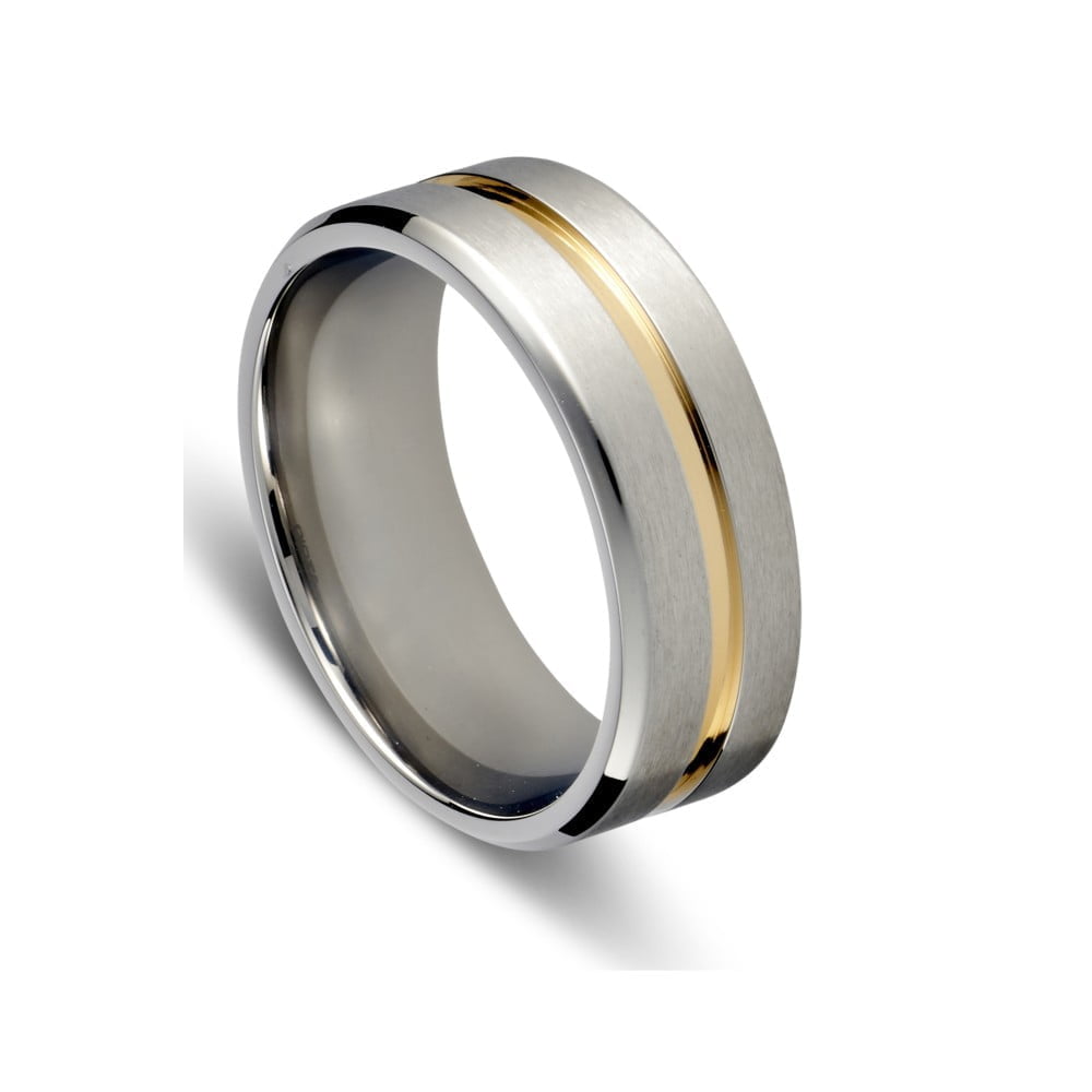 Blaze Stainless Steel With Gold Band Men's Ring