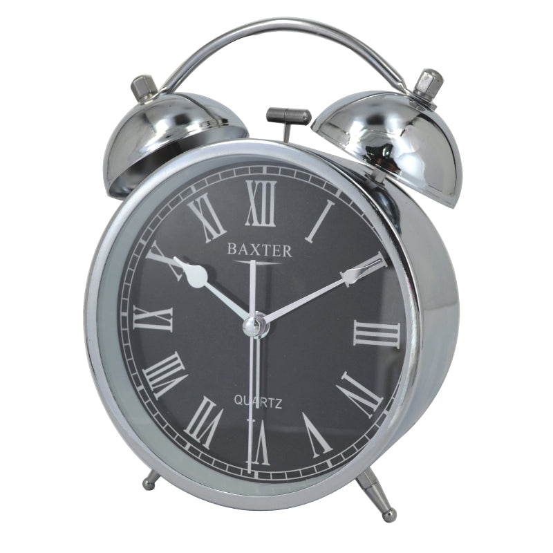 Silver/ Black Metal Bell Alarm Clock