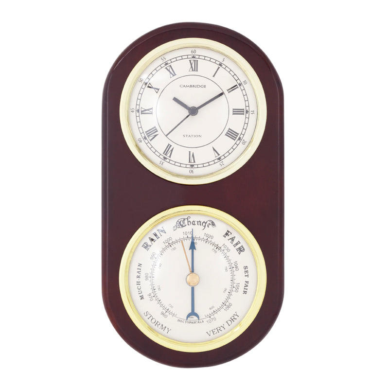 Dark Timber Clock With Barometer
