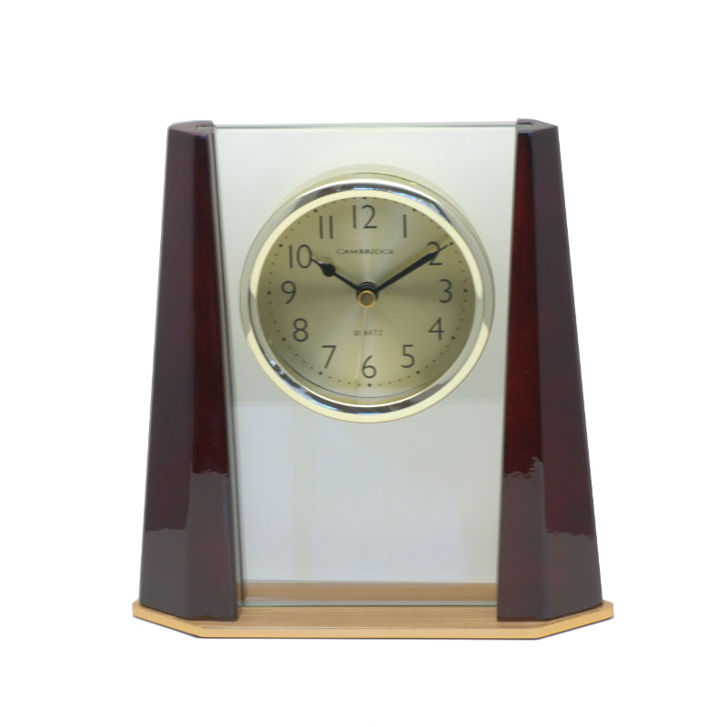 Piano Finish Timber And Glass Transparent Clock