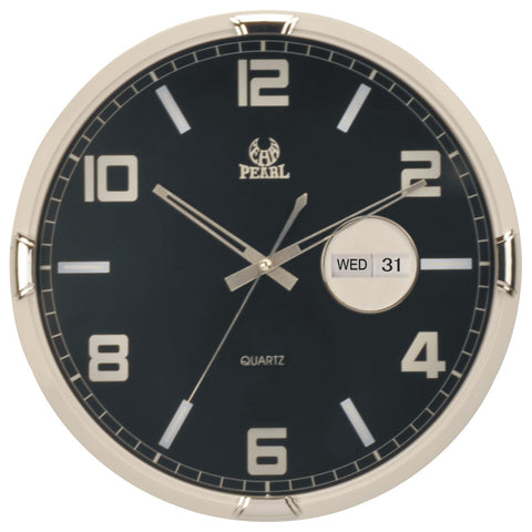 Black Wall Clock With Day And Date Display