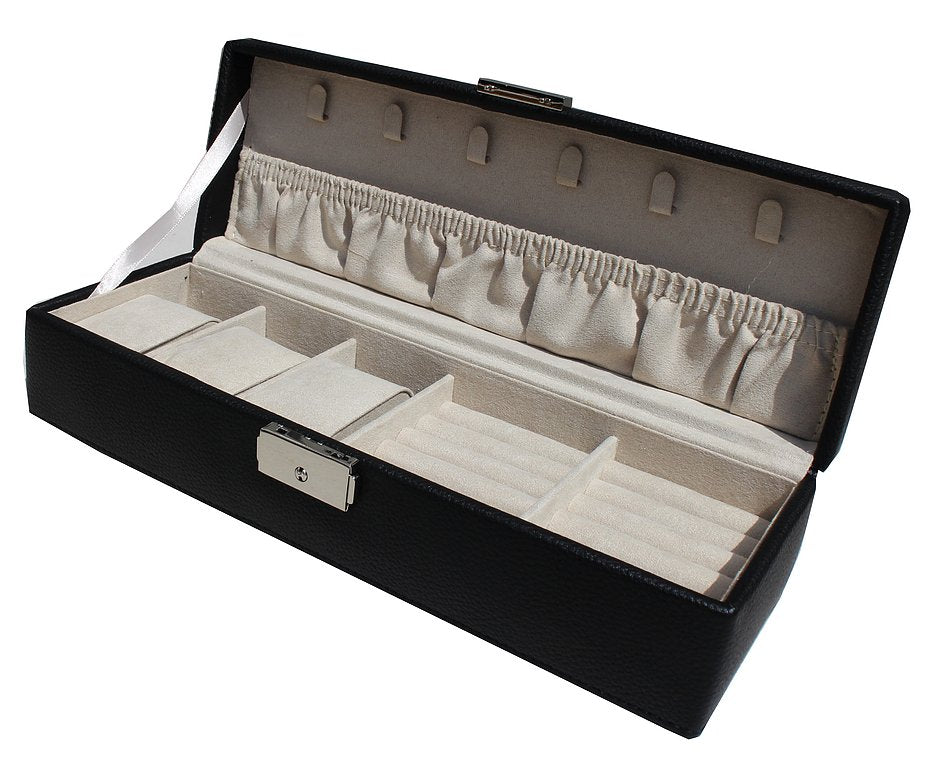Black watch/tie bar/cufflink jewellery box