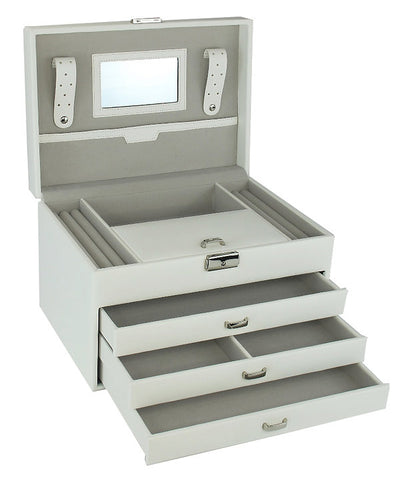 Large White Leatherette Jewellery Box