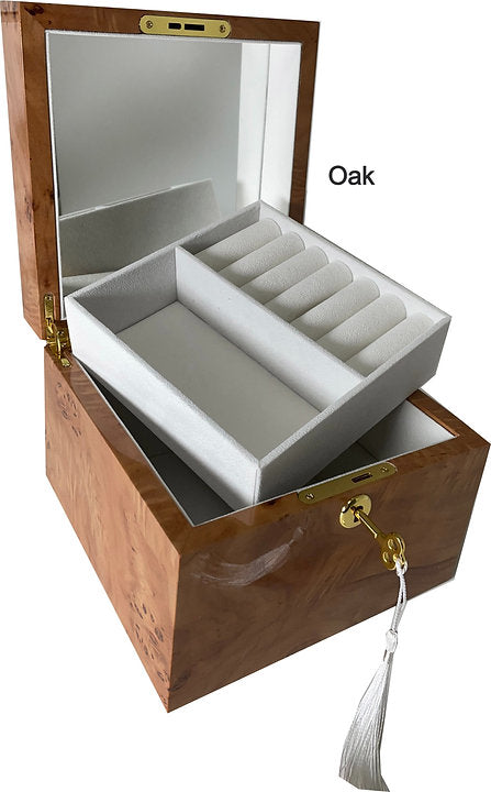 Medium Square Jewel Box In Oak Finish