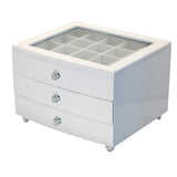 Pearl Finish White Jewellery Box With Three Levels