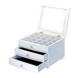Pearl Finish White Jewellery Box With Three Levels