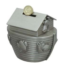 Pewter Finish Noah's Ark Money Box