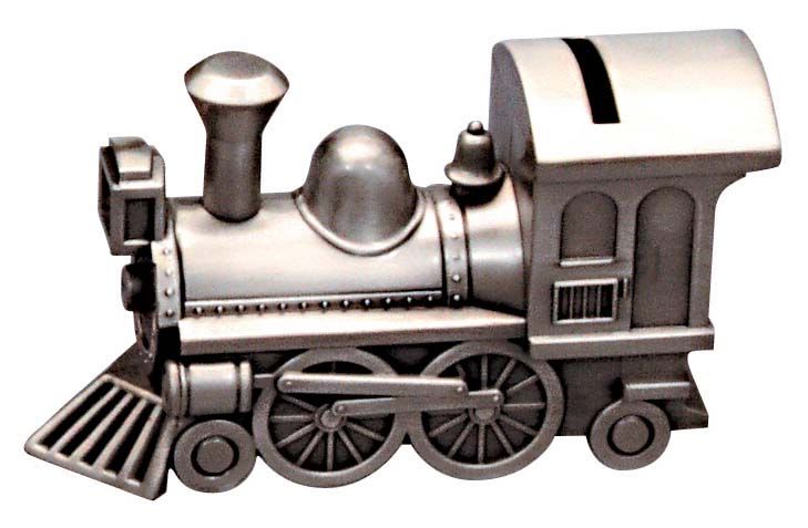 Pewter Finish Train Money Bank