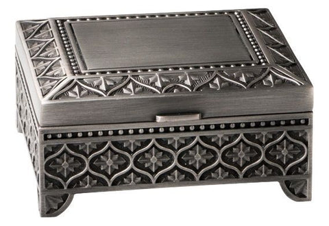 Pewter Finish 3' Leaf Small Square Jewel Box