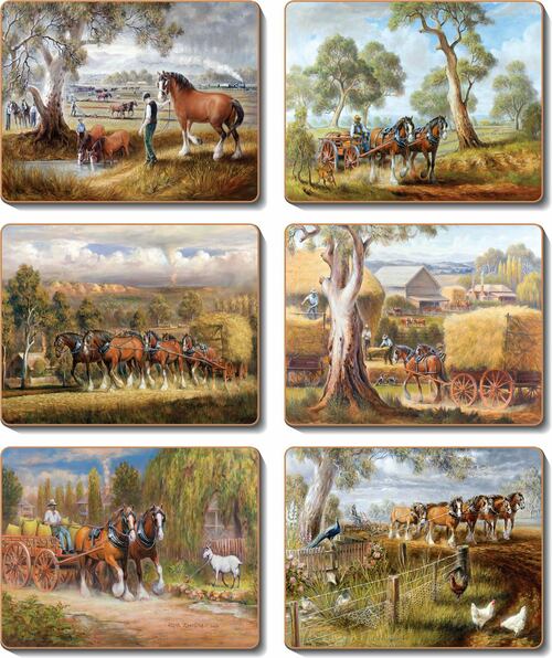 Working horses coasters Set of 6