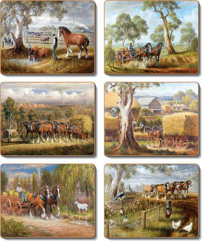 Working horses coasters Set of 6