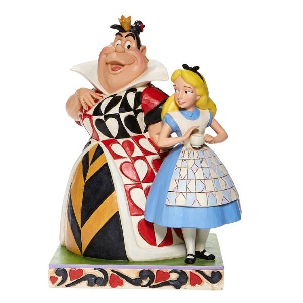 Alice in Wonderland and Queen of Hearts Chaos and Curiosity Disney Traditions Figurine