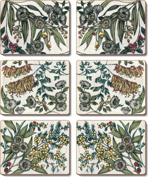 Retro Native Floral Coasters Set of 6