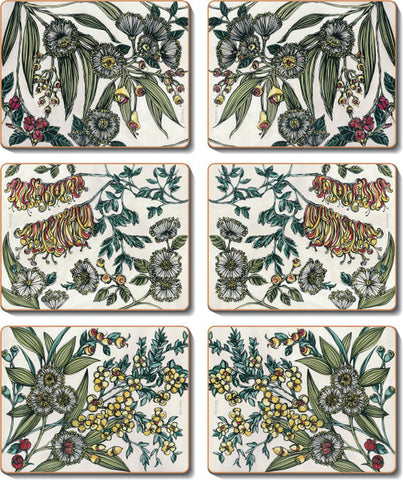Retro Native Floral Coasters Set of 6