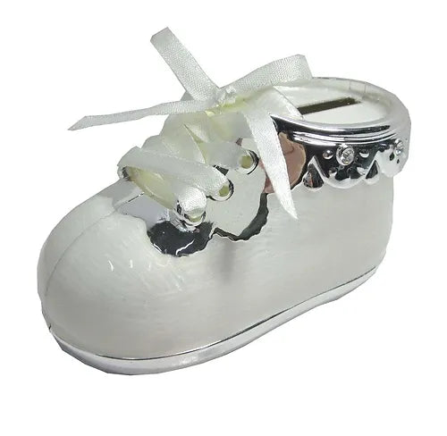 Baby Shoe Money Box Silver Plated And Resin