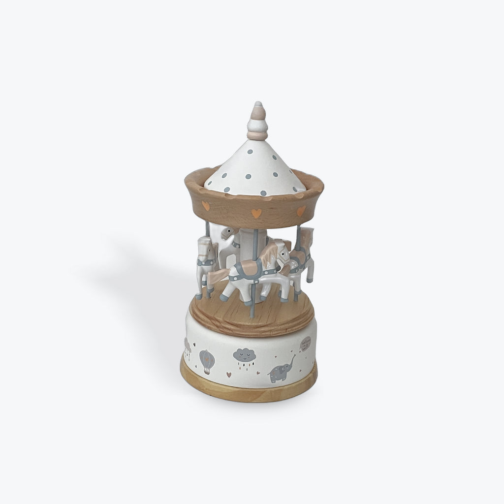 Brown and White Musical Horse Carousel