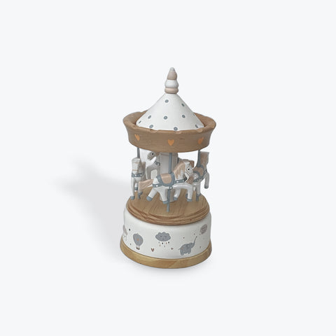 Brown and White Musical Horse Carousel