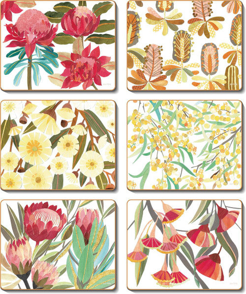 Native Floral Collage Placemats Set of 6