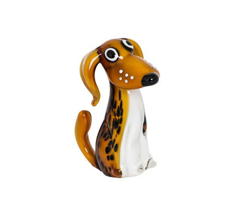 Coloured Glass, Hand Blown - Dog "Chien"