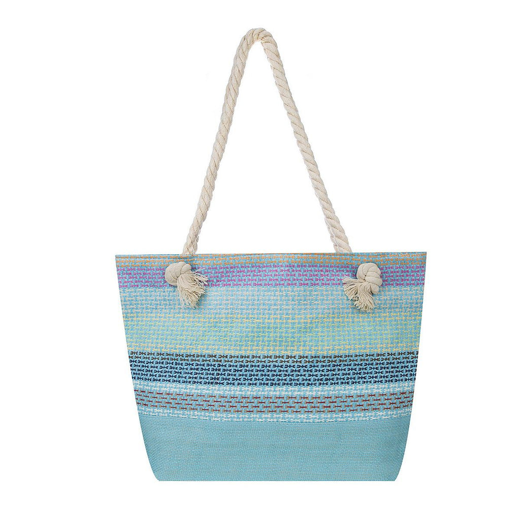 Blue, Pink and Brown Mesh Beach Bag