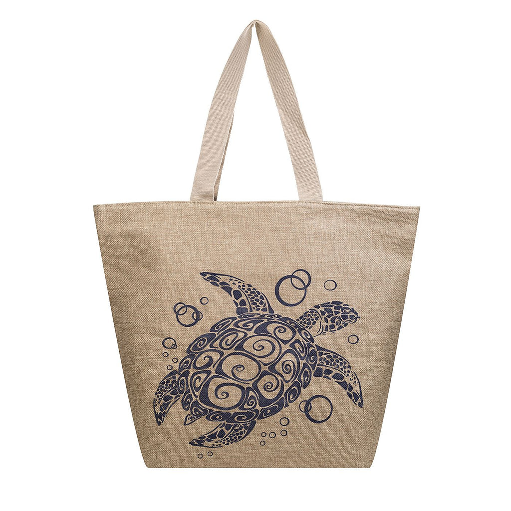 Mesh Tote Beach Bag with Turtle Pattern