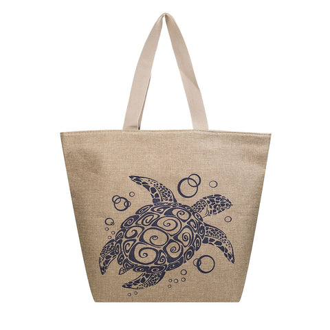 Mesh Tote Beach Bag with Turtle Pattern
