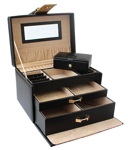 Black with Gold Trimmings and Tassels Jewellery Box