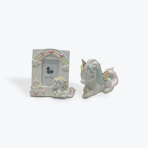 Unicorn Money Box And Picture Frame Set