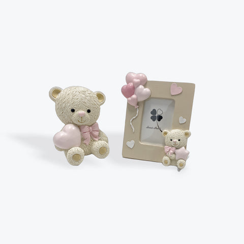 Pink bear money box and frame