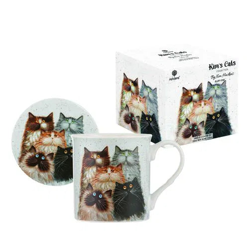 Ashdene Fluffy Cats Mug & Coaster Set