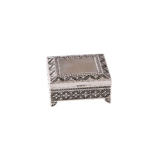 Silver plated 3' Leaf Small Square Jewel Box