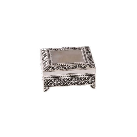 Silver plated 3' Leaf Small Square Jewel Box