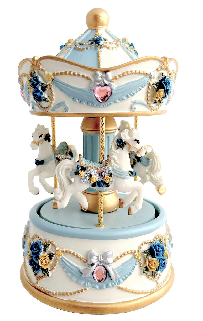 3 Horse Carousel Petite Blue