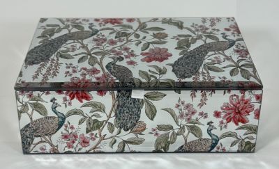 Peacock Jewellery Box, Glass