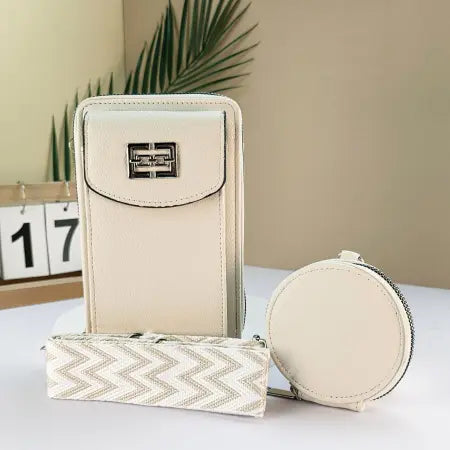 Cream Crossbody Bag With Coin Purse