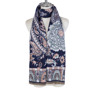 Navy Patterned Scarf